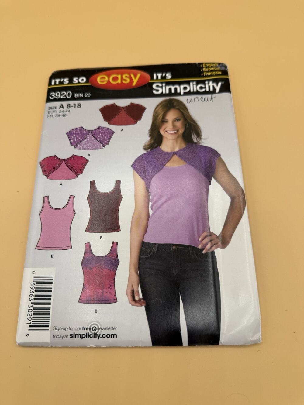 Simplicity 3920 Knit Top & Capelet Pattern Sizes 8-18 UNCUT Easy Sew